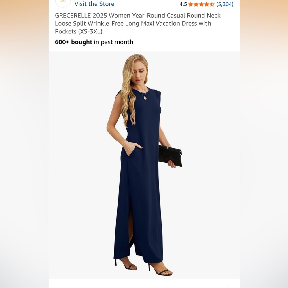 Grecerelle women’s Sz L Navy maxi dress